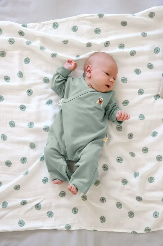 Lässig Babyrompertje, overall - Biologisch katoen, granietgroen