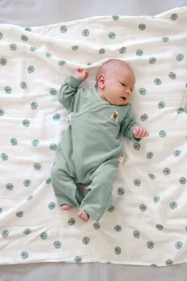 Lässig Babyrompertje, overall - Biologisch katoen, granietgroen