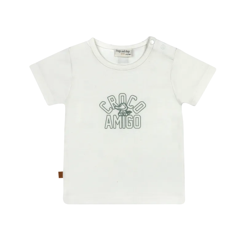F &amp; D T-Shirt Croco Amigo Baby | Witte Alyssum