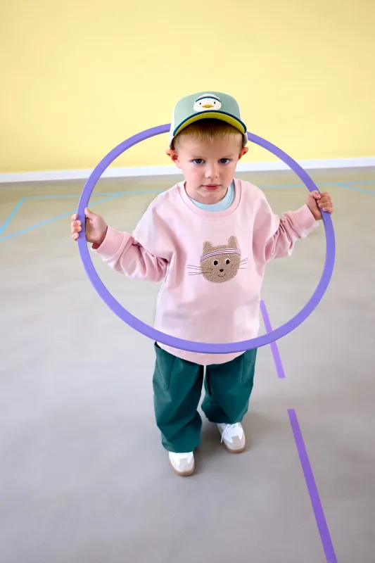 Lässig Kindertrui - biologisch katoen, kat, roze
