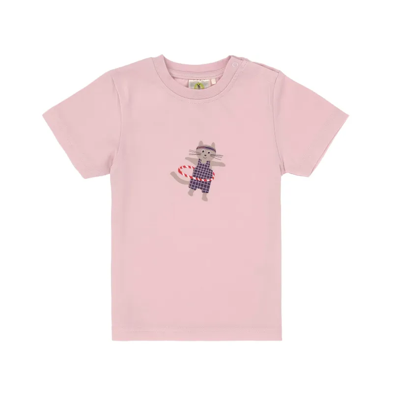 Lässig Kinder T-shirt - Biologisch katoen, roze kat