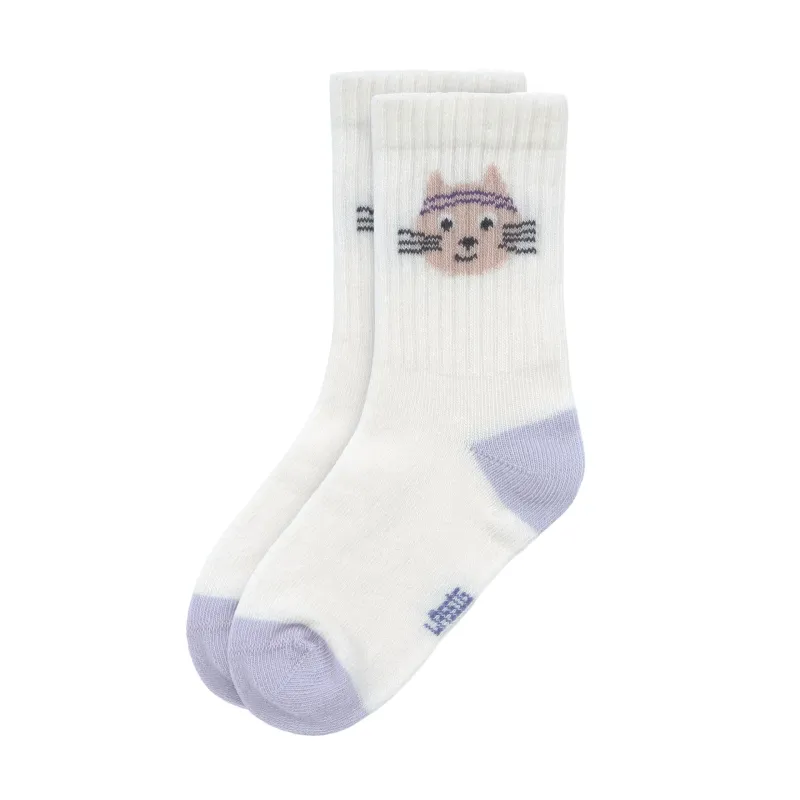 Lässig Tennissokken voor kinderen, set van 3 - biologisch katoen, kattendesign 23-26
