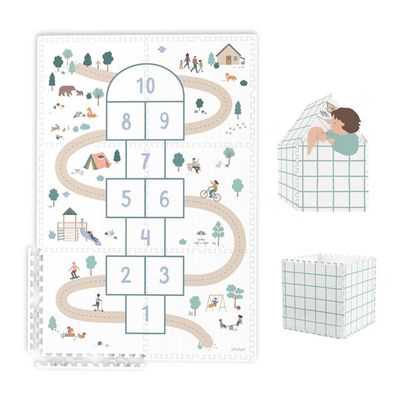 Play &amp; Go puzzelmat, opbergdoos en minihuisje - hinkelen