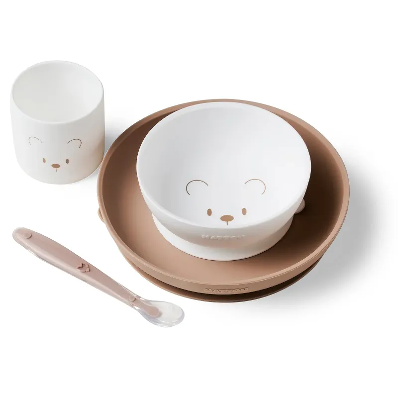 Kinderservies set van siliconen, 4-delig.