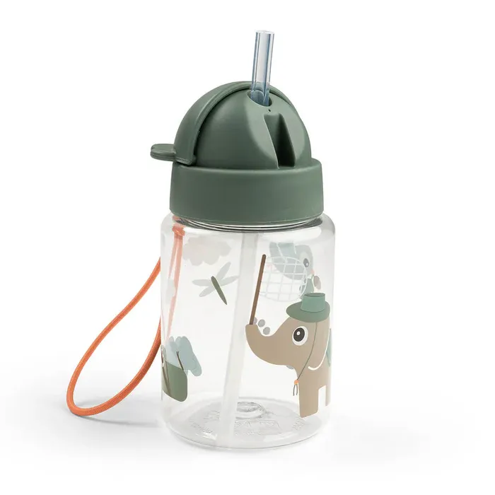 Done by Deer Waterfles met rietje - Tiny trails - Groen - 280 ml