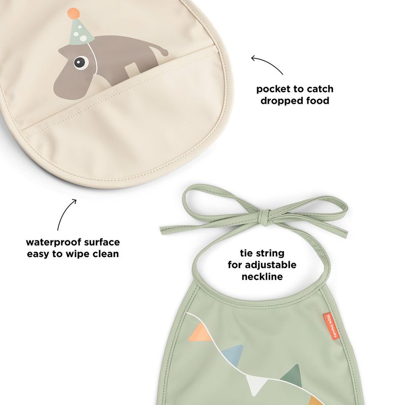 Done by Deer - Tiny pocket bib 2-pack Celebration Sand