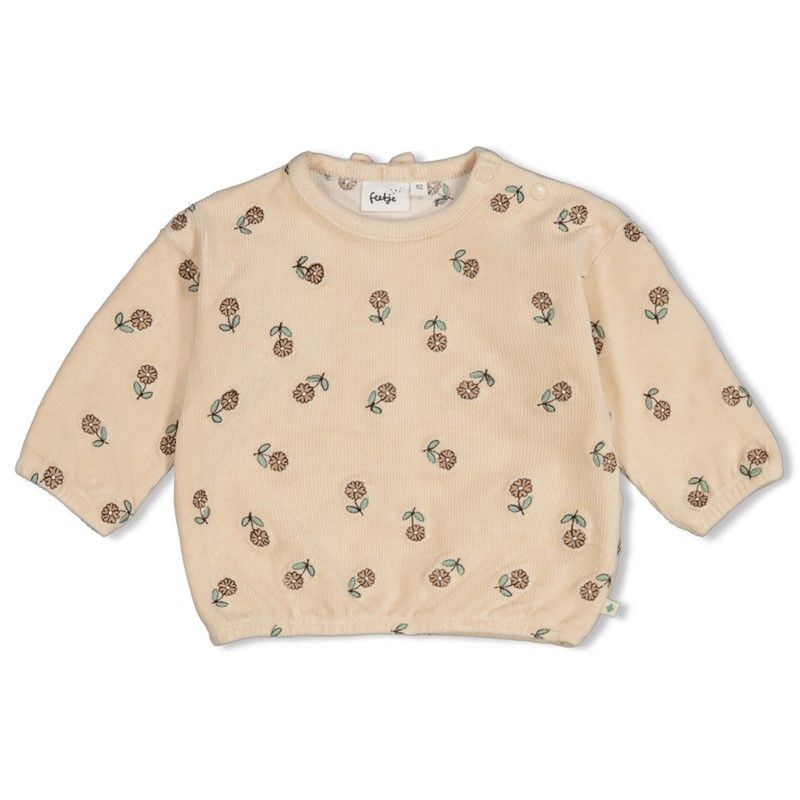 Feetje Sweater velours rib met borduursels - Lucky Bloombird