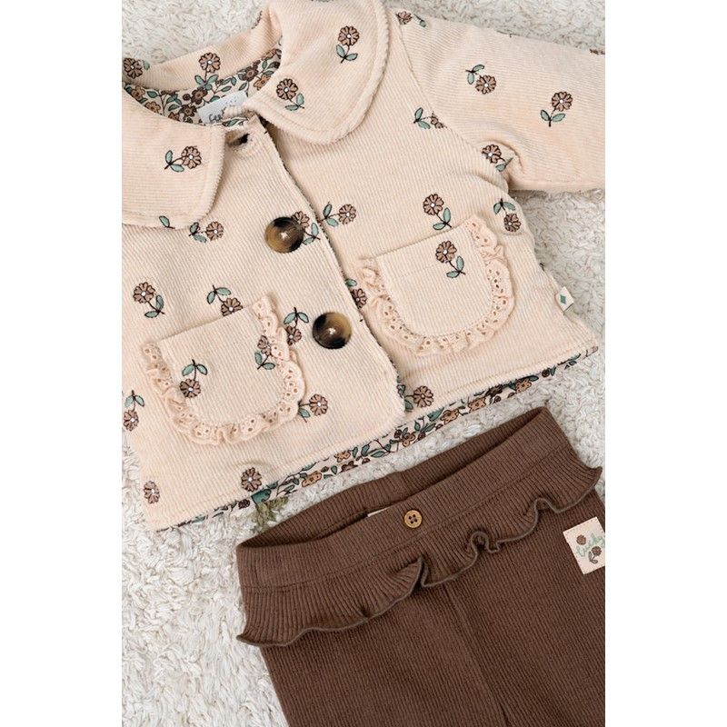 Feetje Jasje velours rib met borduursels - Lucky Bloombird