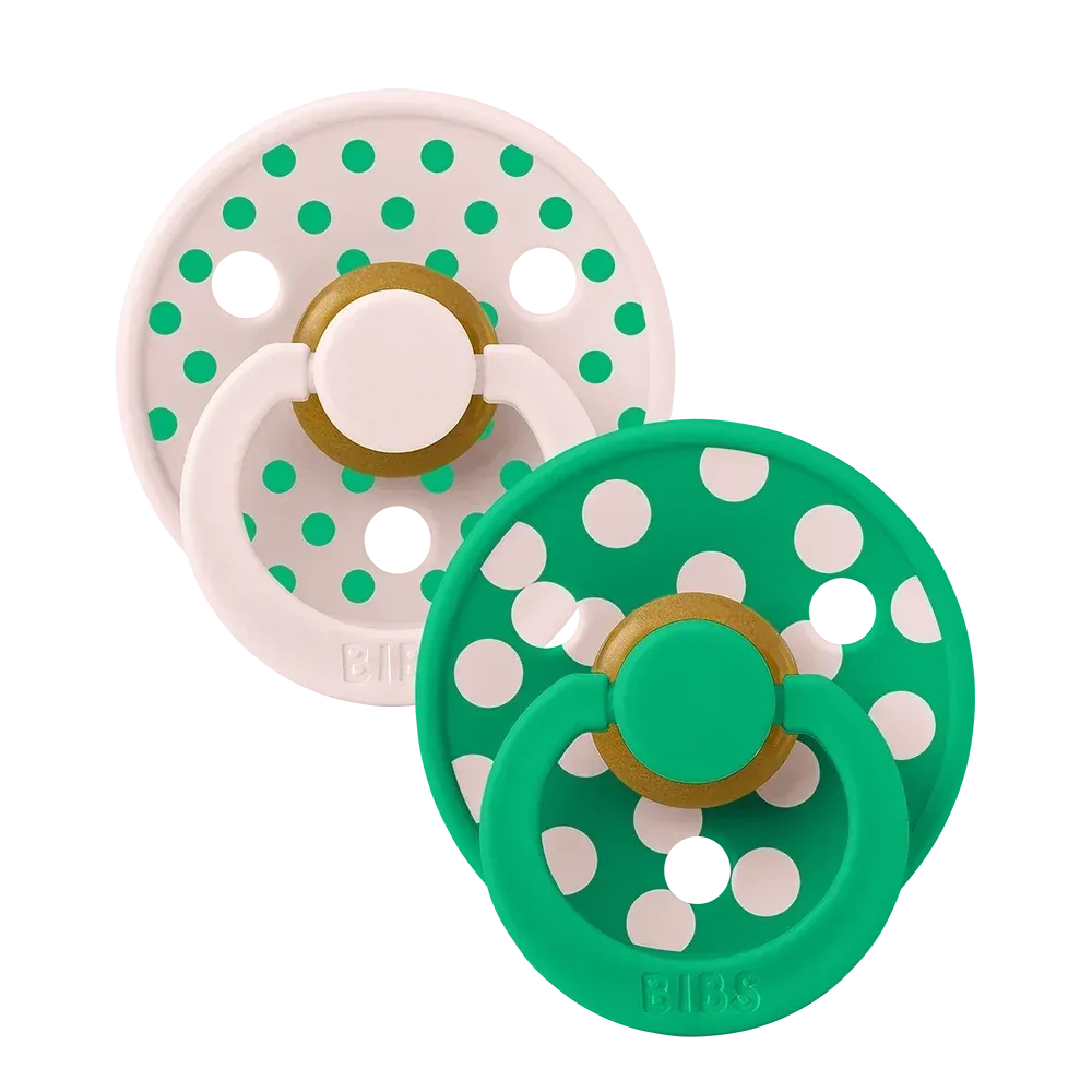 BIBS Ronde - STUDIO Kleurrijke Speentjes 2-pack Polka - Bloemblaadjes/Cactus Size 1