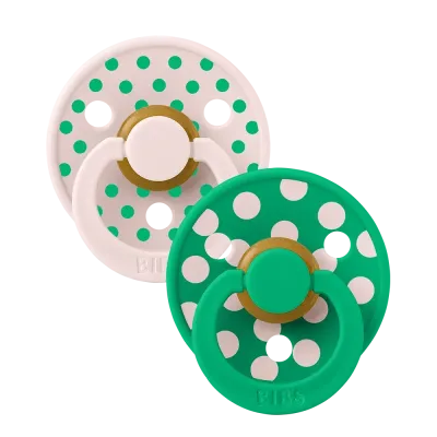 BIBS Ronde - STUDIO Kleurrijke Speentjes 2-pack Polka - Bloemblaadjes/Cactus Size 1