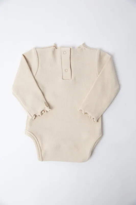 Bamboom Meisjesbody met lange mouwen - WARM WHITE 345
