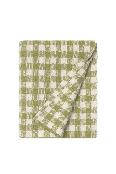 LC GEBREIDE DEKEN VICHY MATCHA 80 x 100 cm