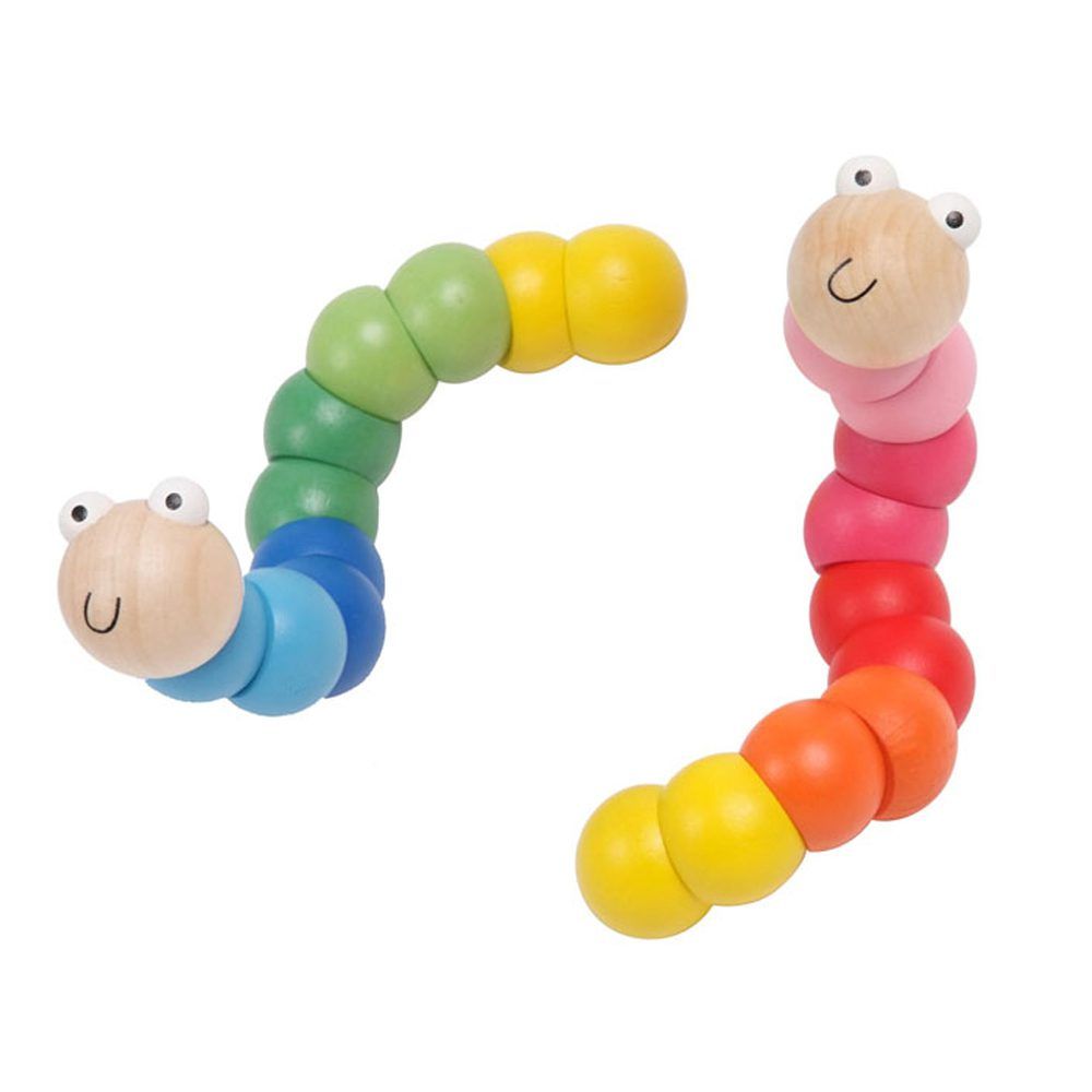 Houten motoriek worm/rups  rose/rood - Blauw/groen
