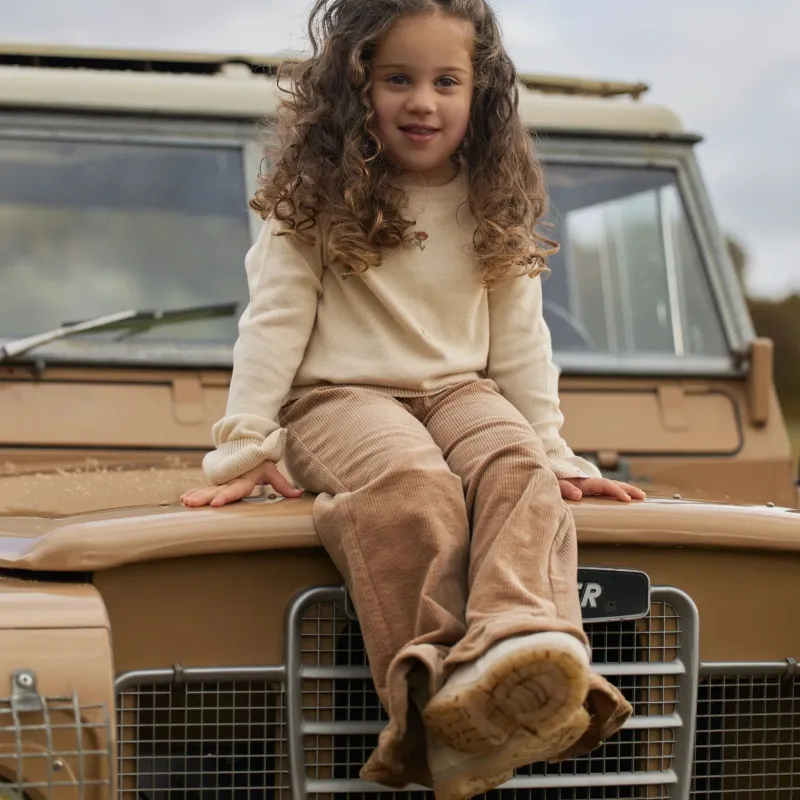 LD Safari Friends Broek Corduroy Bruin met Ruches