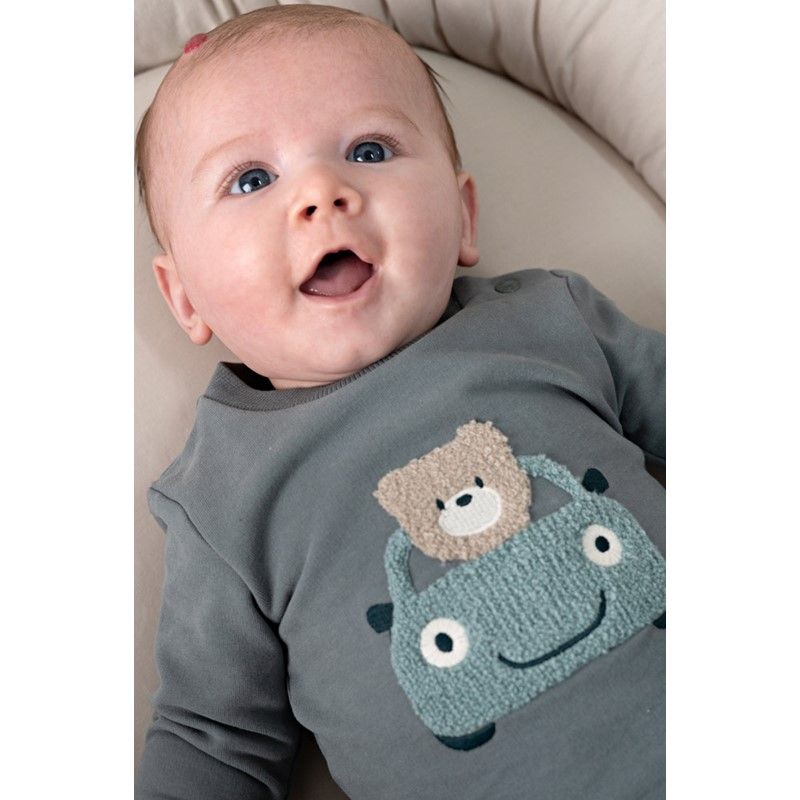 Feetje Sweater - Beep Beep Zeegroen