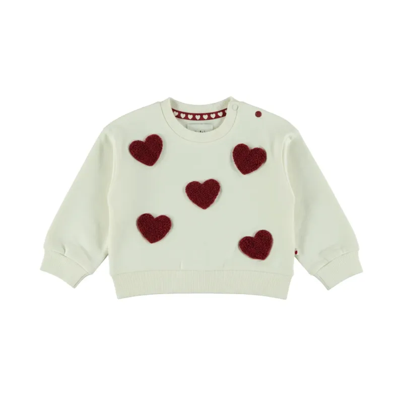 Dirkje meisjes sweater off white hartjes