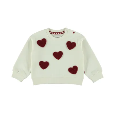 Dirkje meisjes sweater off white hartjes