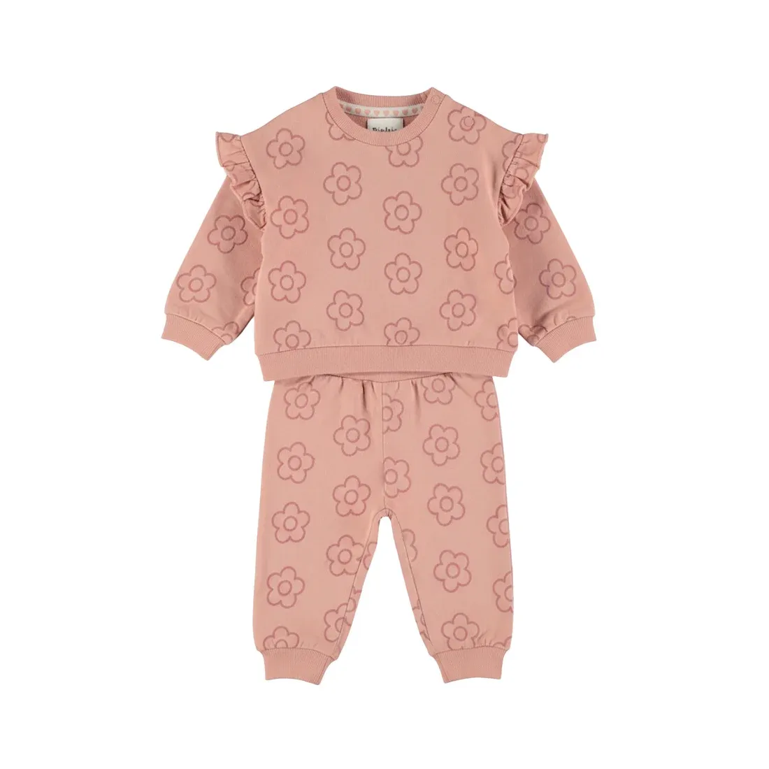 Dirkje meisjes set lichtroze sweater joggingbroek bloemen