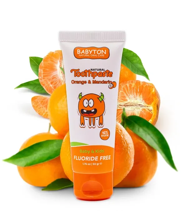 Tandpasta Baby &amp; Kind Fluoridevrij | Sinaasappel Mandarijn (50g)