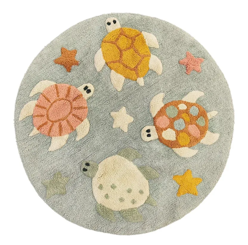 M&amp;J Schildpadjes Rond Kinderkamer Vloerkleed (Ø 110cm)