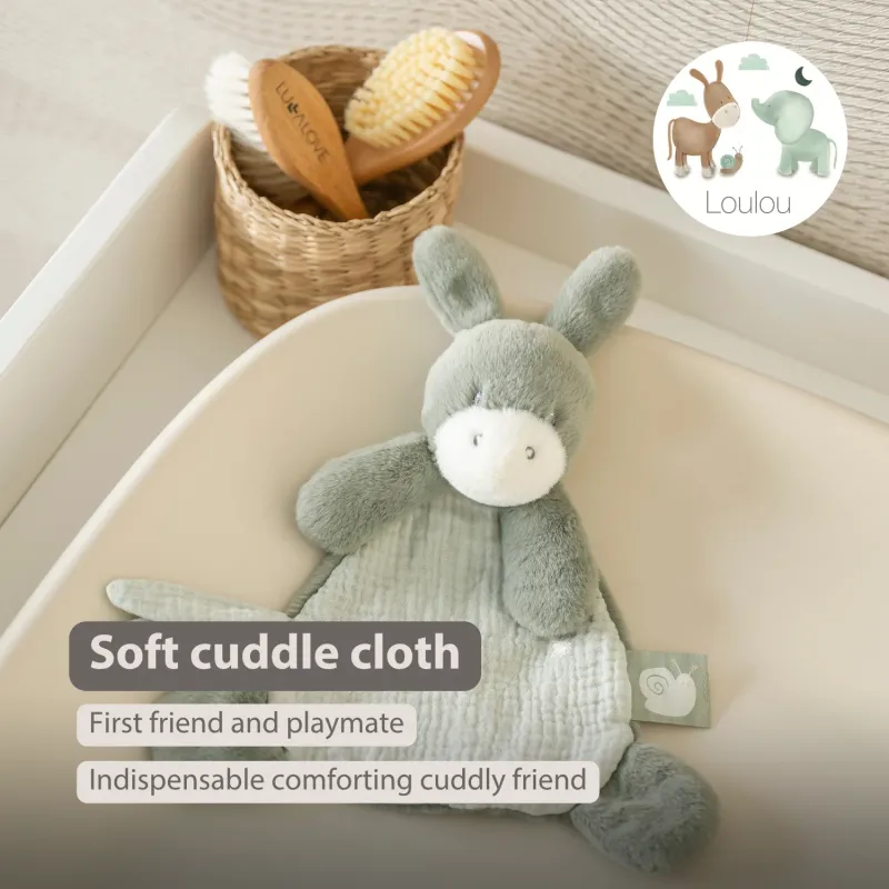 LouLou Mini Knuffeldekentje Ezeltje - Babydekentje - 25 cm - Lindegroen