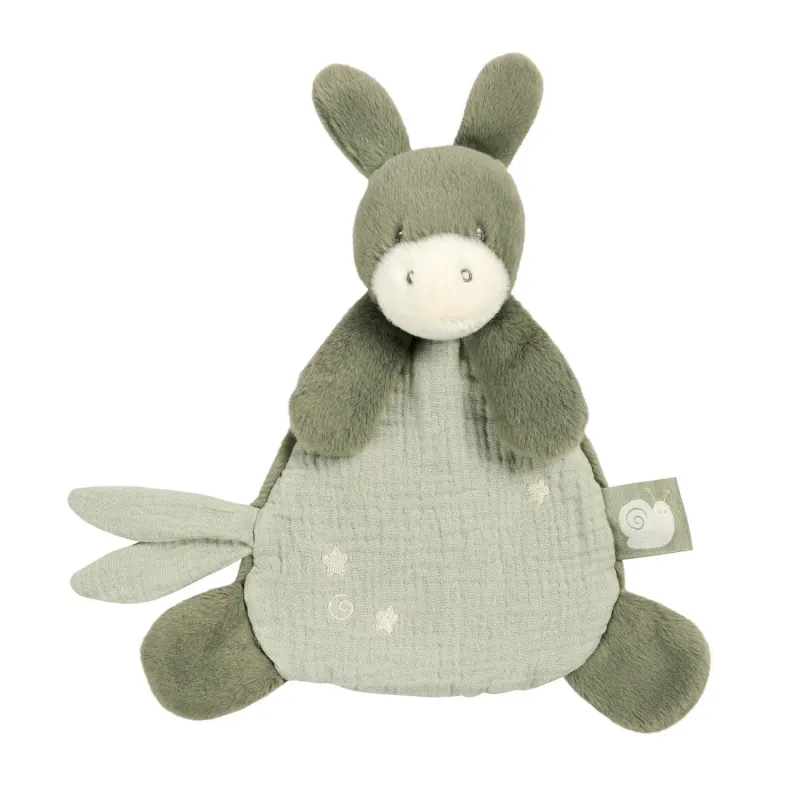 LouLou Mini Knuffeldekentje Ezeltje - Babydekentje - 25 cm - Lindegroen