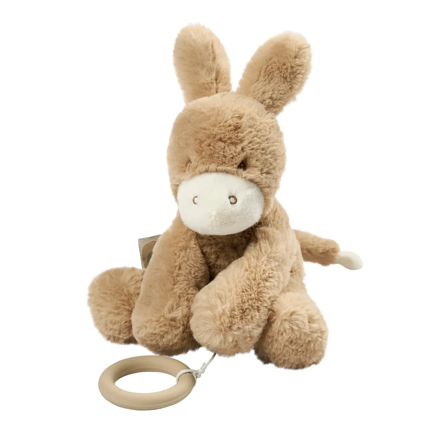 LouLou Muzikale Pluche Ezel - Baby Knuffel - 30 cm - Licht Karamel