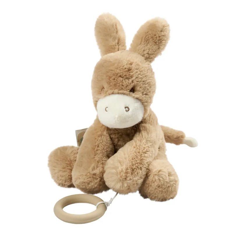 LouLou Muzikale Pluche Ezel - Baby Knuffel - 30 cm - Licht Karamel