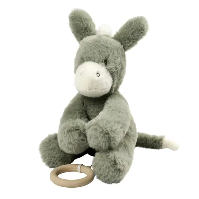 LouLou Muzikale Pluche Ezel - Baby Knuffel - 30 cm - Donkergroen