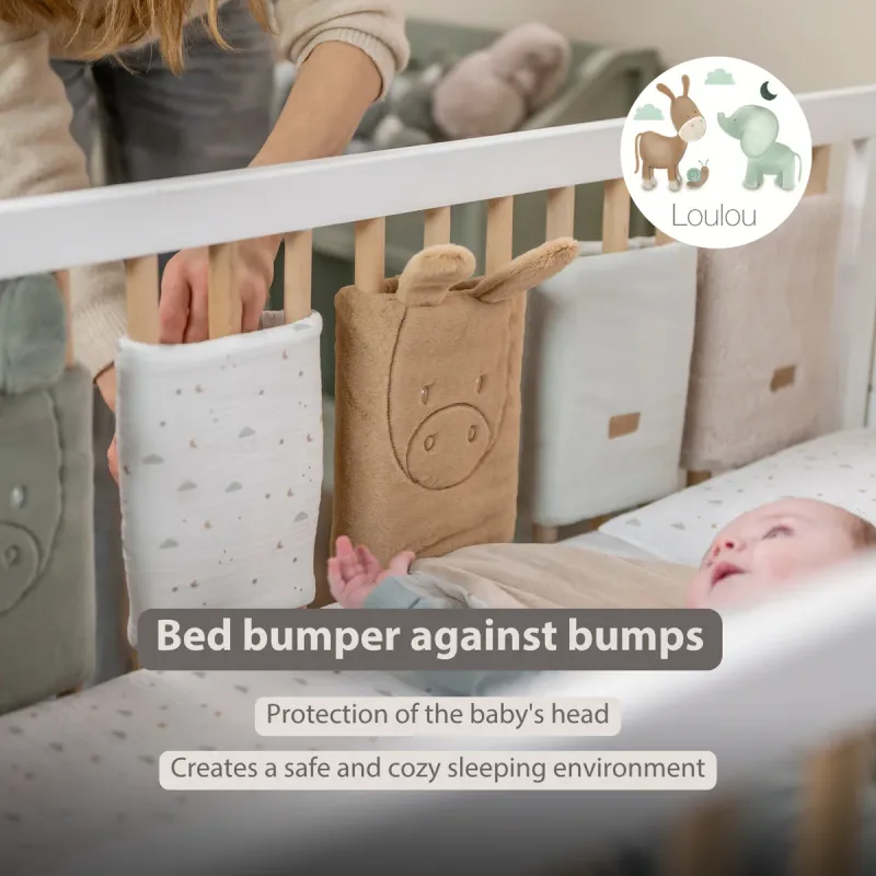 LouLou Bed Protector Set - Babybedhekjesbeschermers - 20 cm - 6 stuks - Zachte kleuren