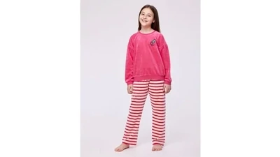 Woody Pyjama velours Kalkoen pink