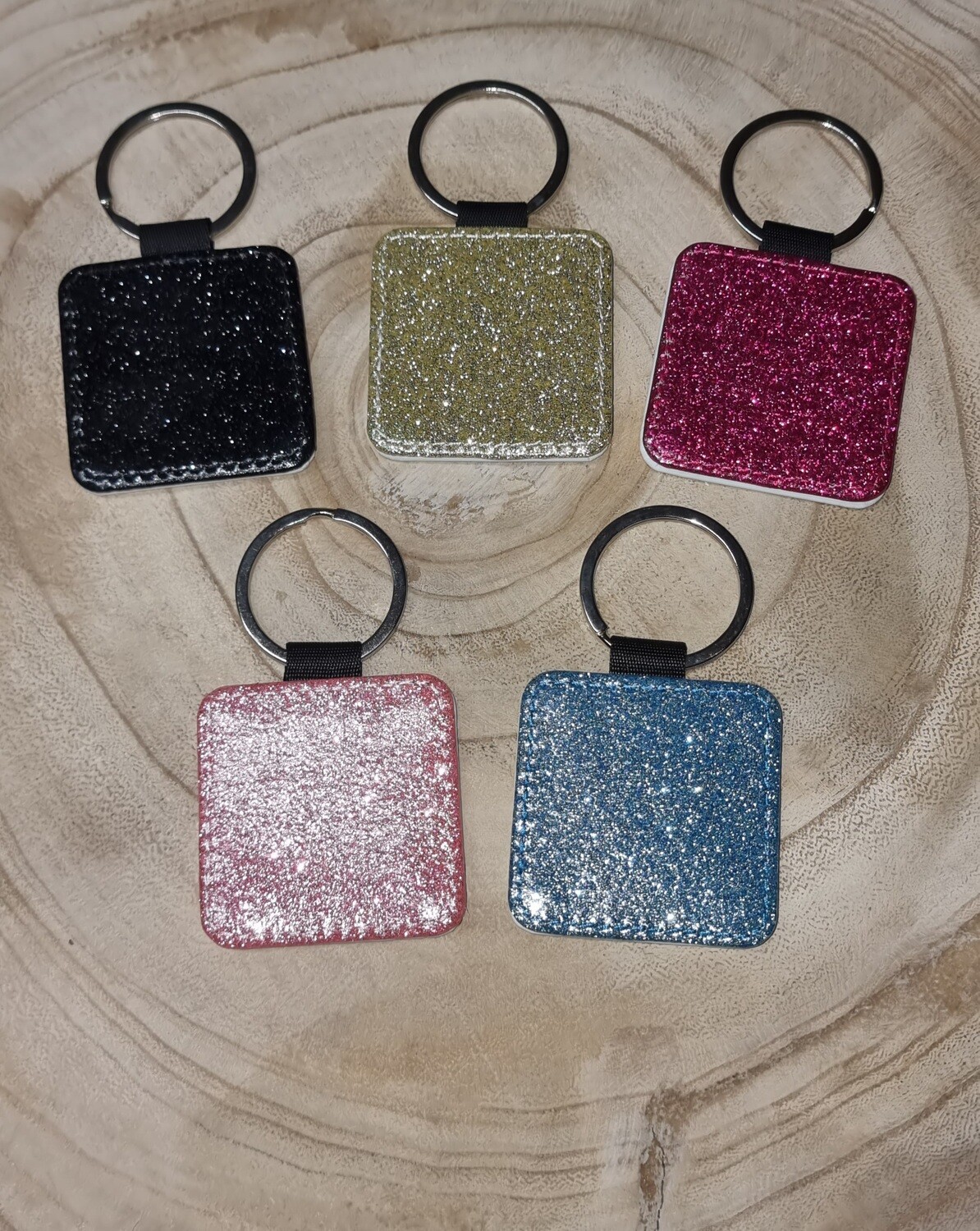 Glitter sleutelhanger vierkant
