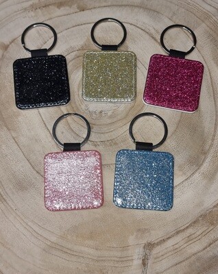 Glitter sleutelhanger vierkant