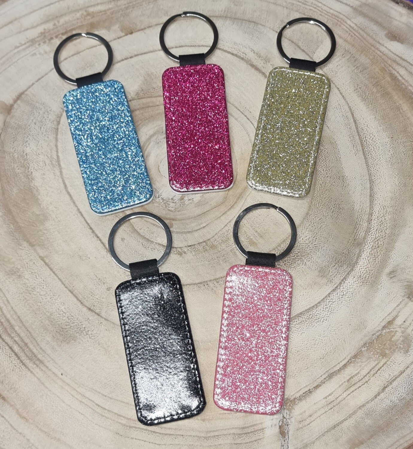 Glitter sleutelhanger rechthoek