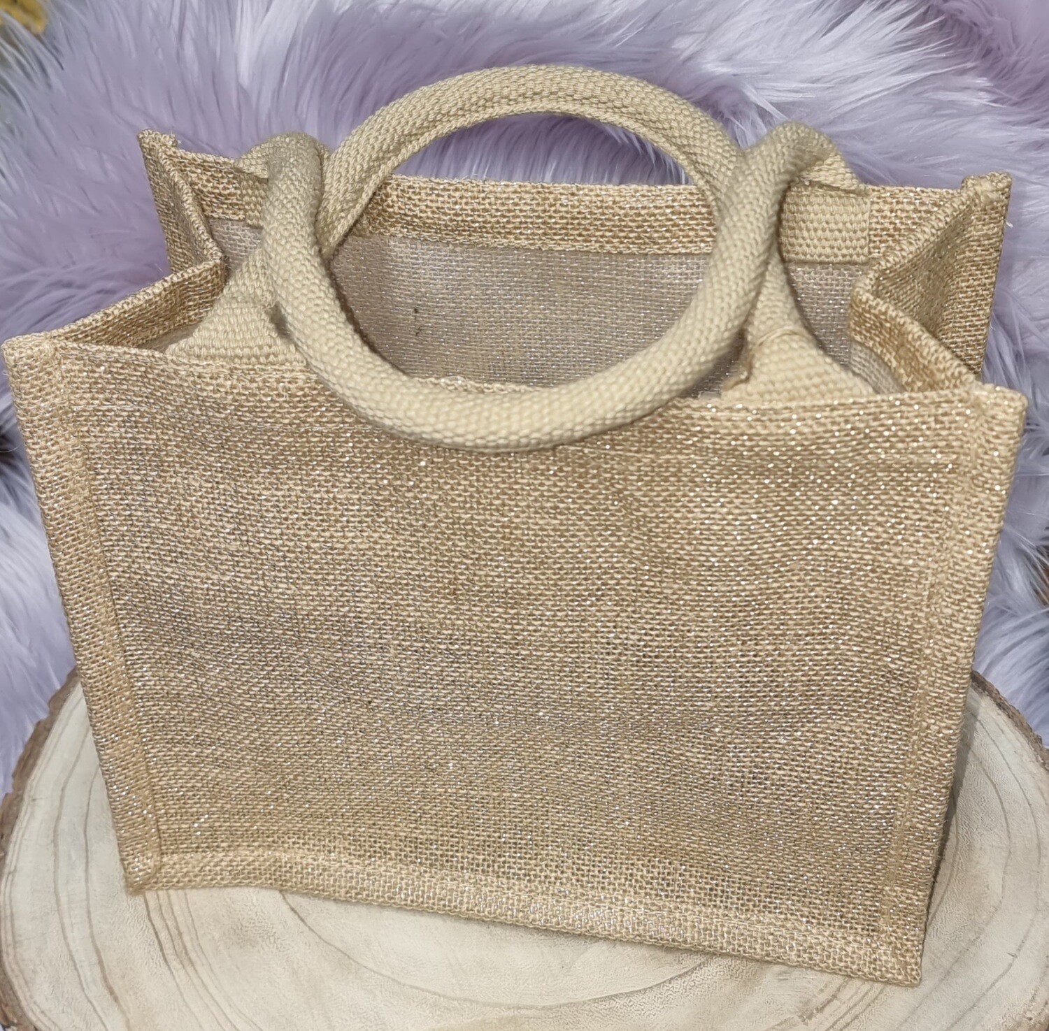 Kleine jute tas met glitters