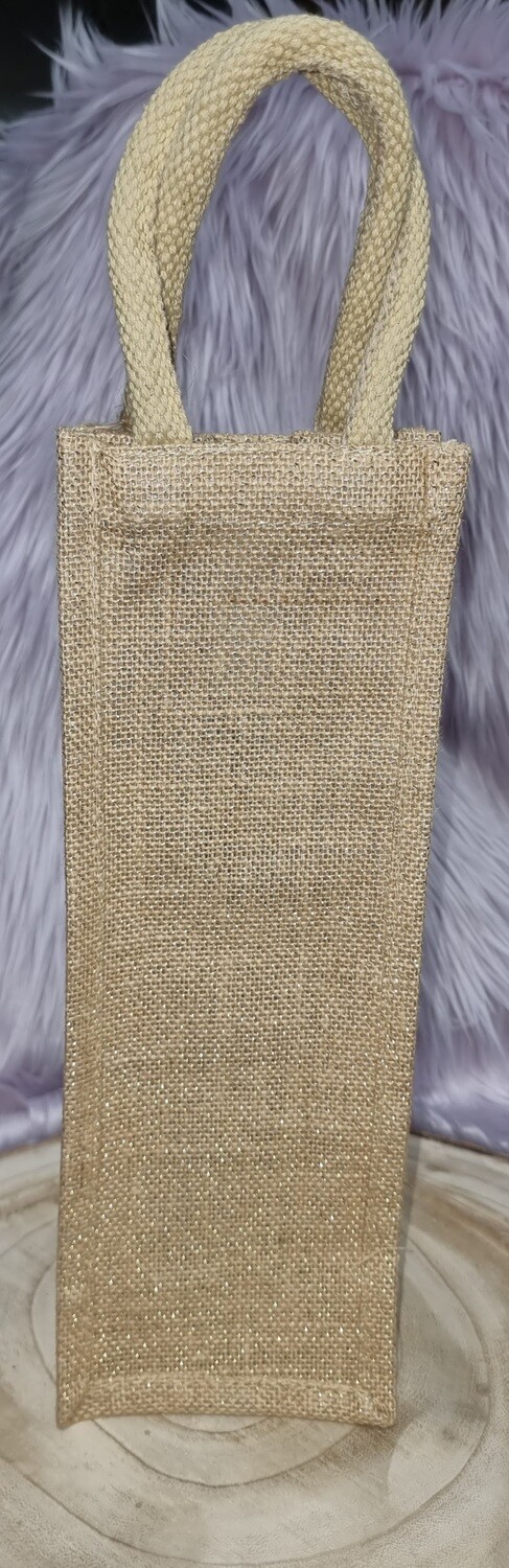 Jute wijn tas met glitters