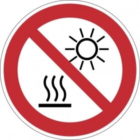 Aufkleber "Verbot - keine direkte Sonneneinstrahlung"