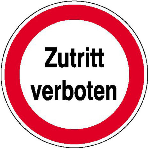 Aufkleber "Verbot - kein Zutritt"