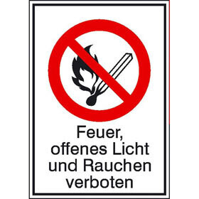Aufkleber "Hinweis - Feuer und Offenes Licht verboten"