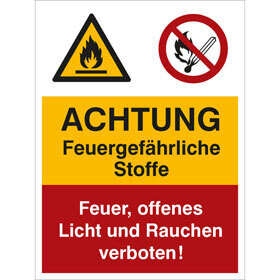 Aufkleber "Hinweis - feuergefährliche Stoffe"