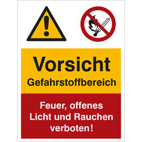 Aufkleber "Hinweis - Vorsicht Gefahrstoffbereich"