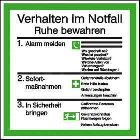 Aufkleber "Rettung - Verhalten im Notfall"