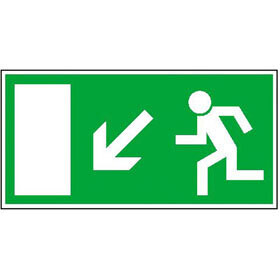 Aufkleber "Rettung - Notausgang Pfeil links-unten"