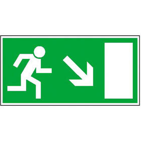 Aufkleber "Rettung - Notausgang Pfeil rechts-unten"