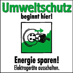 Aufkleber "Umwelt - Elektrogeräte ausschalten"