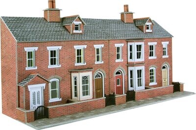 Metcalfe PO274 OO/HO Scale Low Relief Red Brick Terraced House Fronts Card Kit