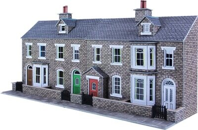 Metcalfe PO275 OO/HO Scale Low Relief Stone Terraced House Fronts Card Kit