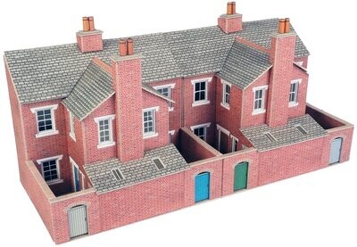 Metcalfe PO276 OO/HO Scale Low Relief Red Brick Terraced House Backs Card Kit