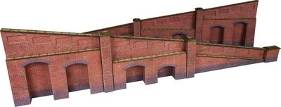 Metcalfe PO248 OO/HO Scale Tapered Retaining Wall In Red Brick Card Kit