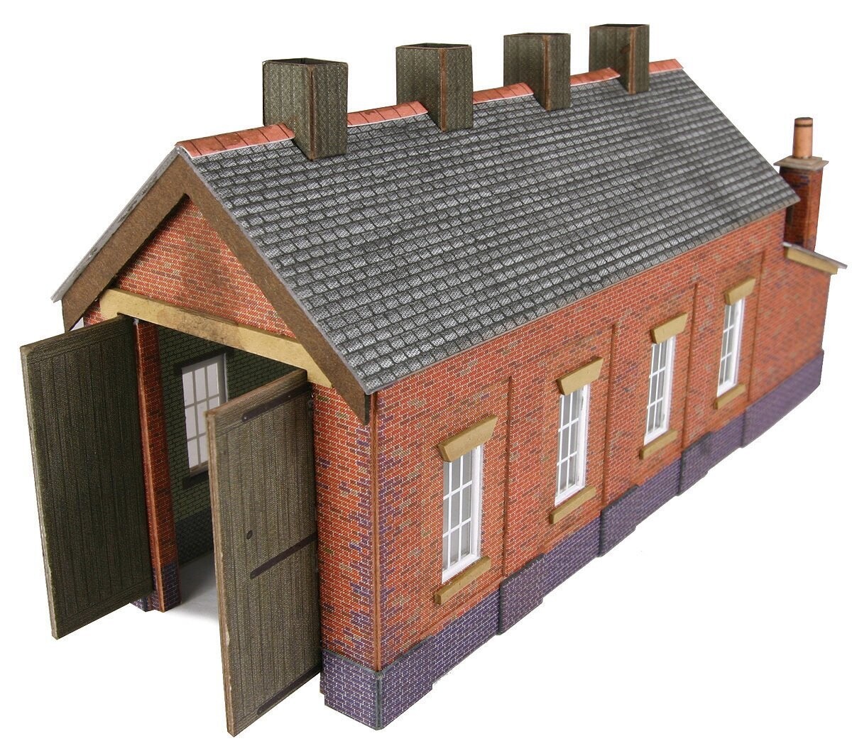 Metcalfe PN931 N Scale Red Brick Single Track Engine Shed Card Kit